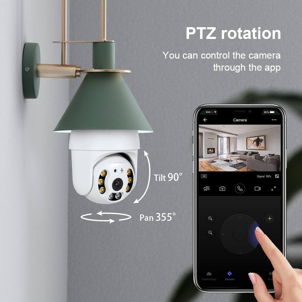2K 3.0MP Light Bulb Camera with E27 Connector, PTZ Security Camera, Night Vision, WiFi IP Camera Pack of 2 S30556