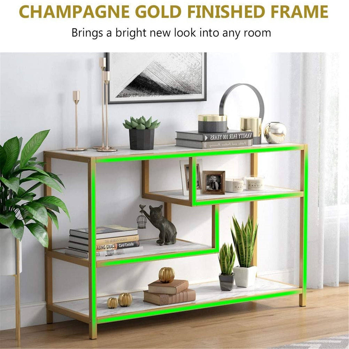 Gold-White 3-Tier Console Table X2147