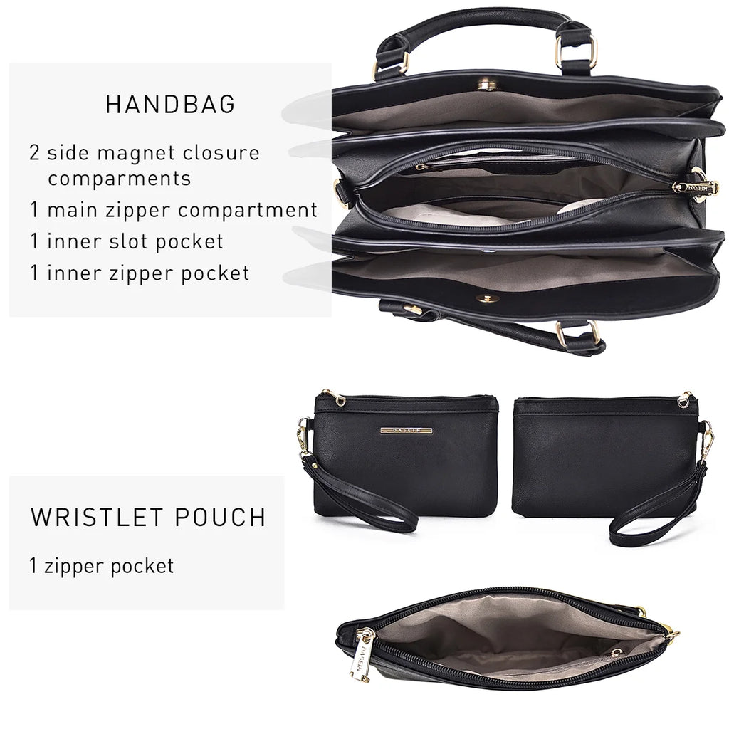 Women Satchel Handbags Shoulder Purses Totes Top Handle Bags With Matching Wallet W42787