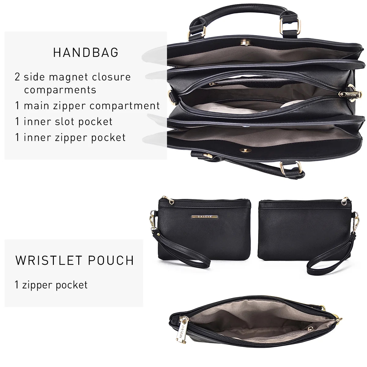 Women Satchel Handbags Shoulder Purses Totes Top Handle Bags With Matching Wallet W42787
