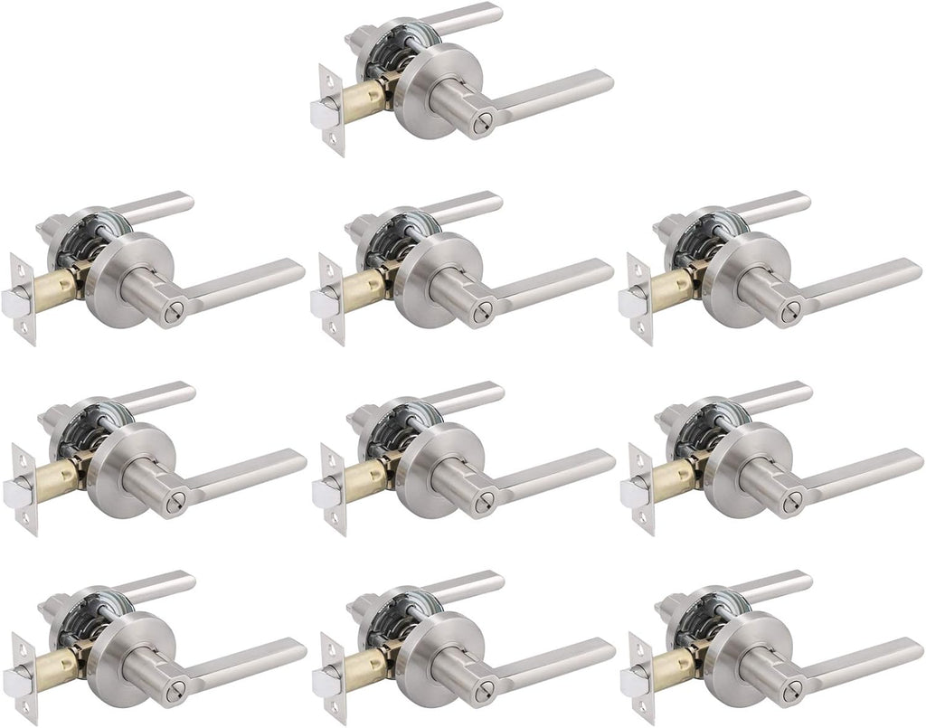 10 Pack Privacy Door Knobs in Satin Nickel K994