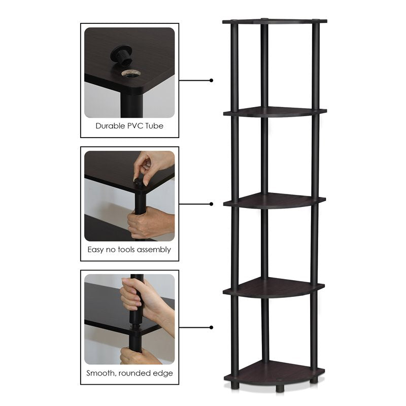 5 Tier Corner Display Rack in Dark Walnut O4496