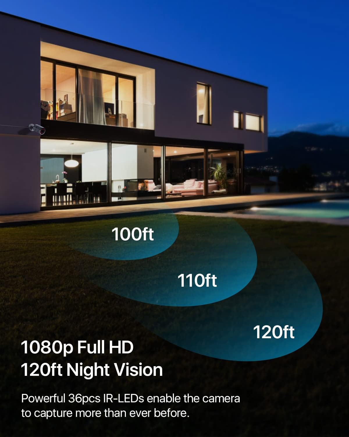4PACK 1080P HD TVI Security Cameras 120ft Night Vision Waterproof Camera S77273