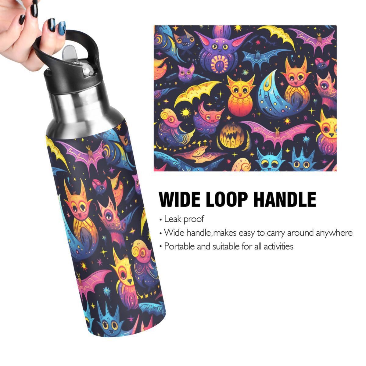 20 oz Insulated Stainless Steel Water Bottle with Straw Lid K732