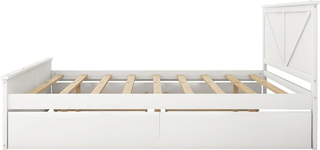 White Storage Bed with Headboard and 4 Drawers Q37084