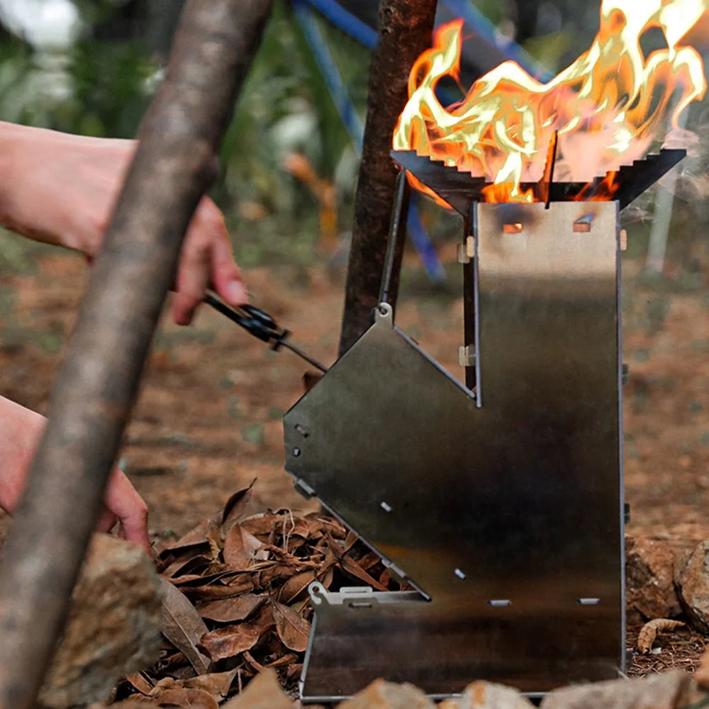 Portable Stainless Steel Wood Burning Rocket Stove F46034