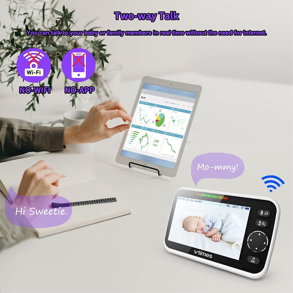 5" LCD Video Baby Monitor with Camera and Audio, Night Vision, Pack of 2 E705389