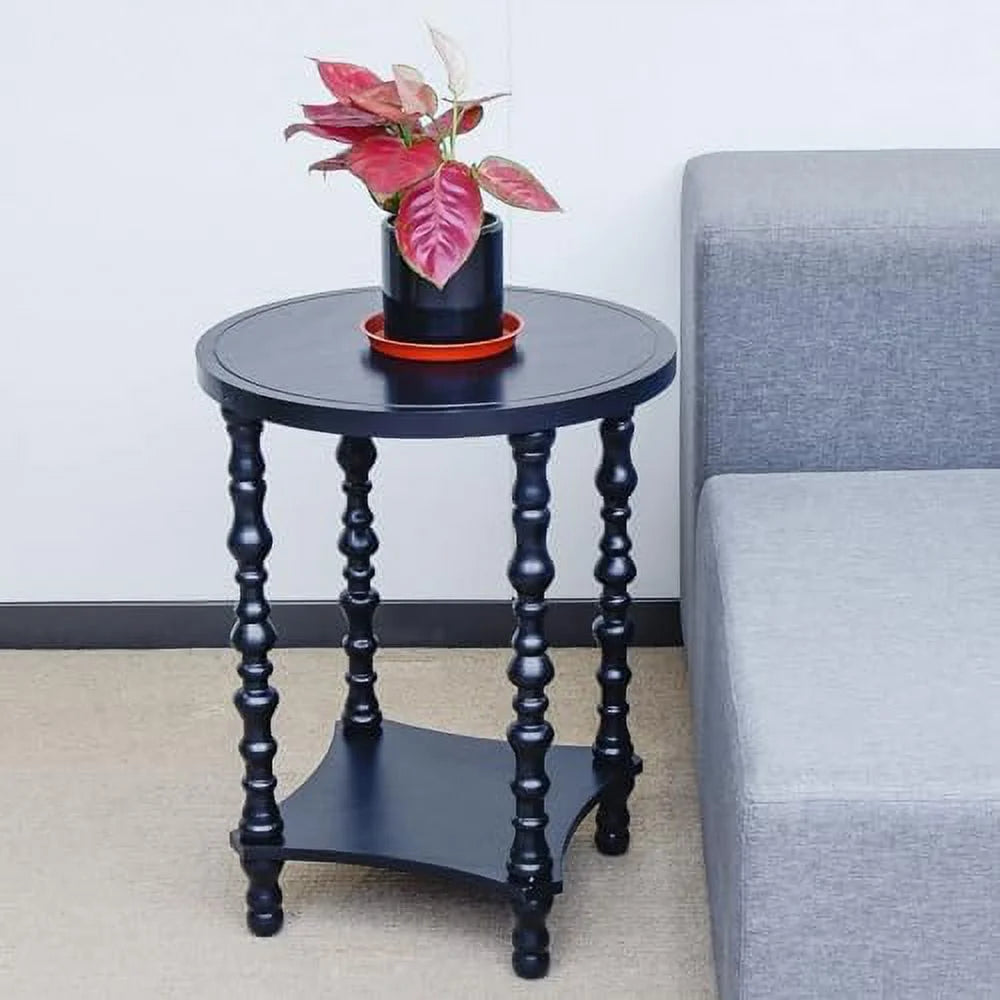 Grey Wood Round End Table Z344