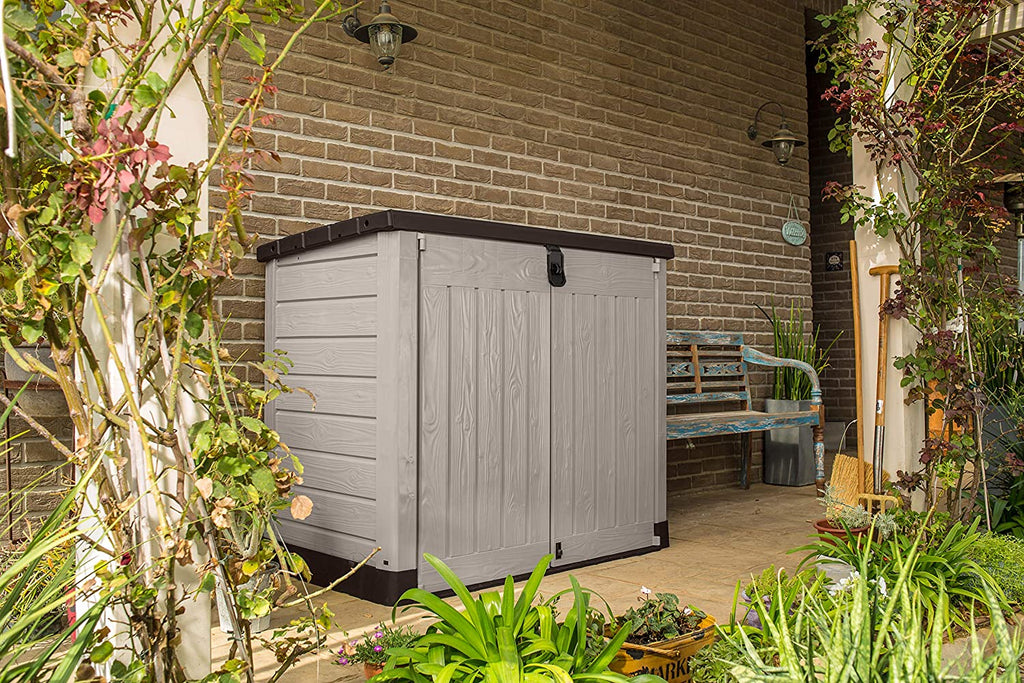Beige/Brown Outdoor Storage Shed Q973934