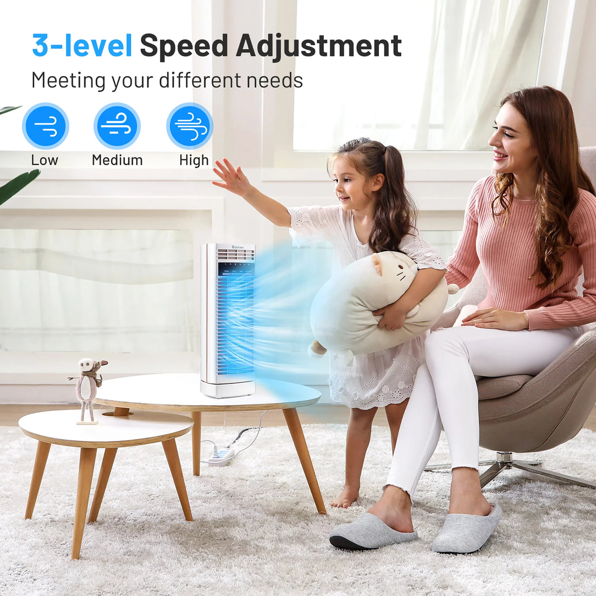 14'' Mini Oscillating Tower Fan White G33763