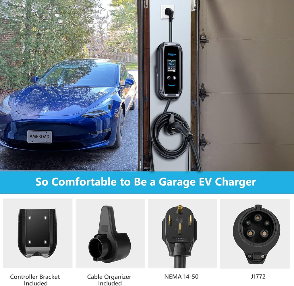 Level 2 40/32/24 Amp Adjustable 240V EV Charger with WiFi 25 Foot Cable S1735