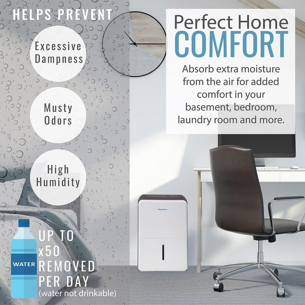 50-Pint Portable Dehumidifier with Auto-Shutoff, Timer, and LED Display F446