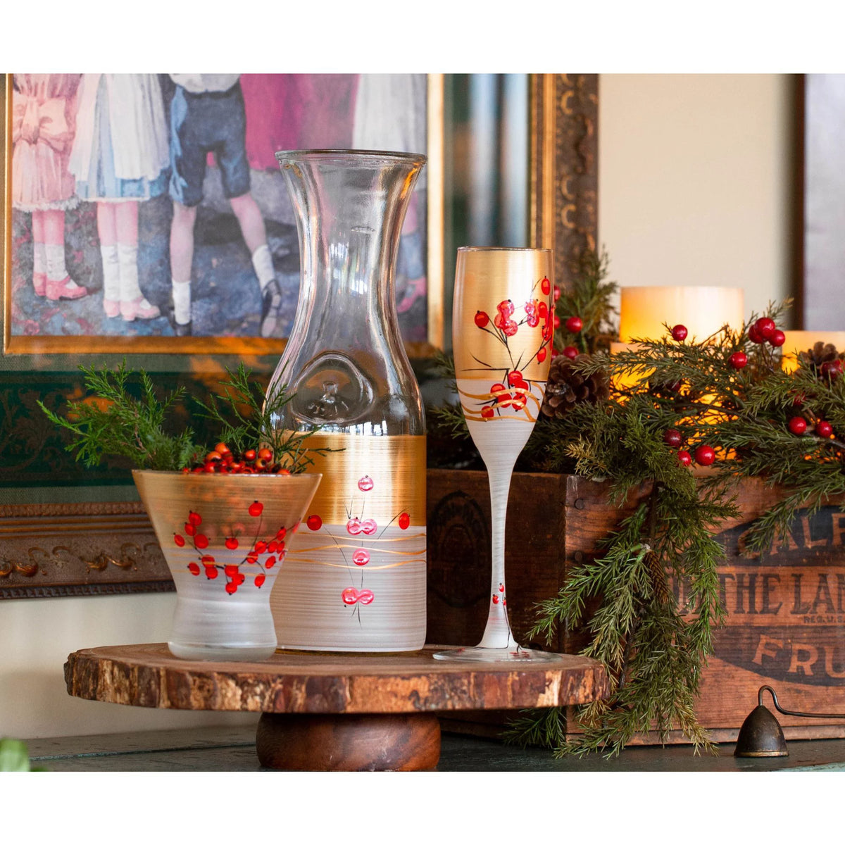 Hand Painted Wine Glasses Set of 2 8.25 oz Q44179