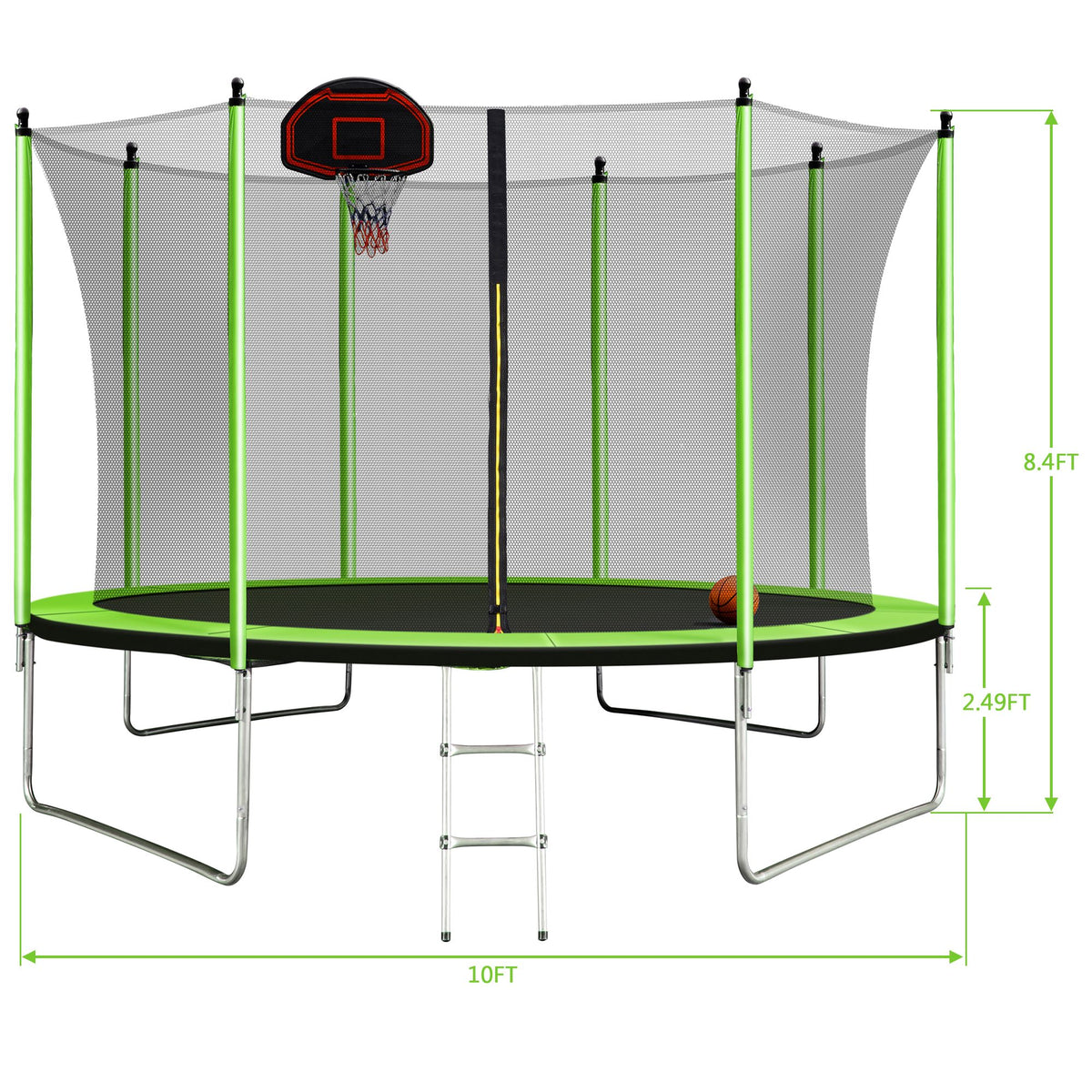 10FT Trampoline with Basketball Hoop and Ladder S43669