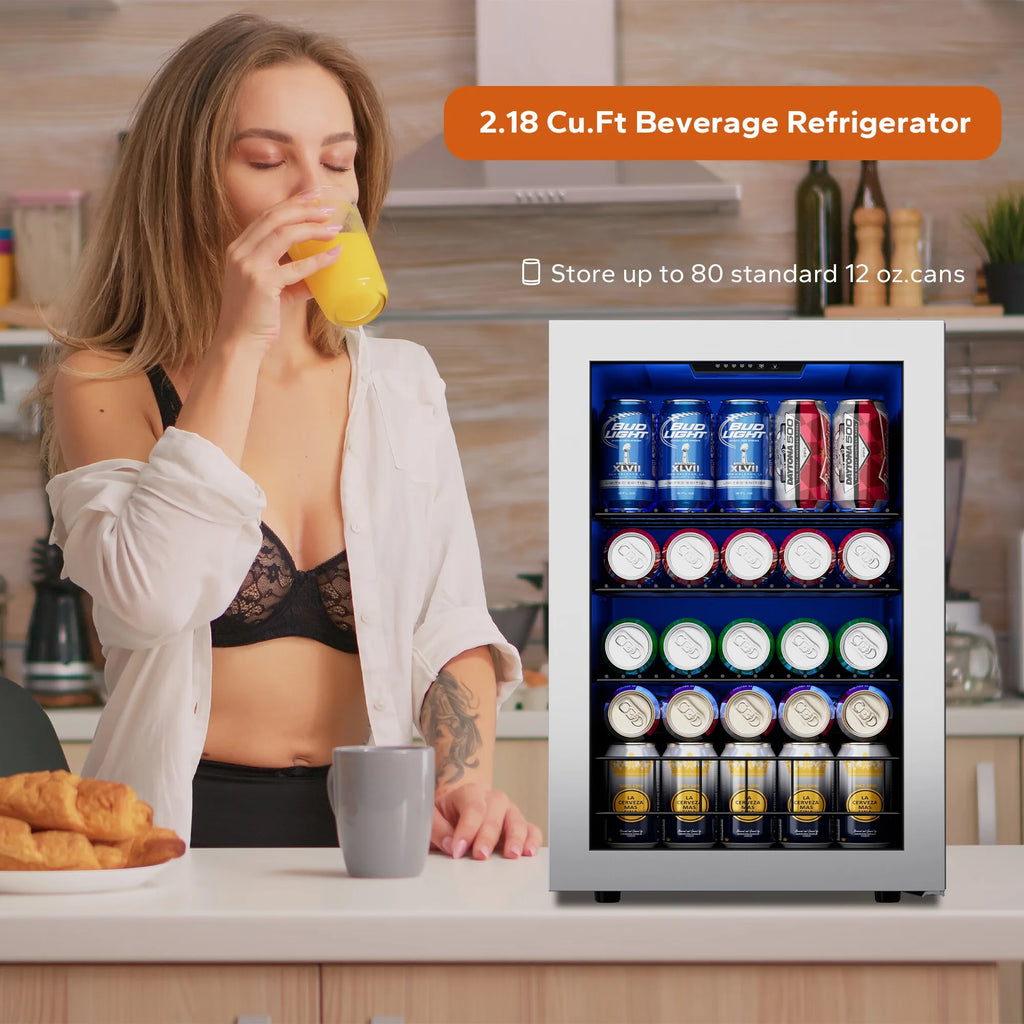 160 Can Freestanding Beverage Refrigerator with Glass Door U44378