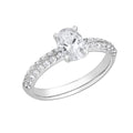 Oval Cut Lab Created Diamond Solitaire Halo Ring in 14K Solid White Gold J8784