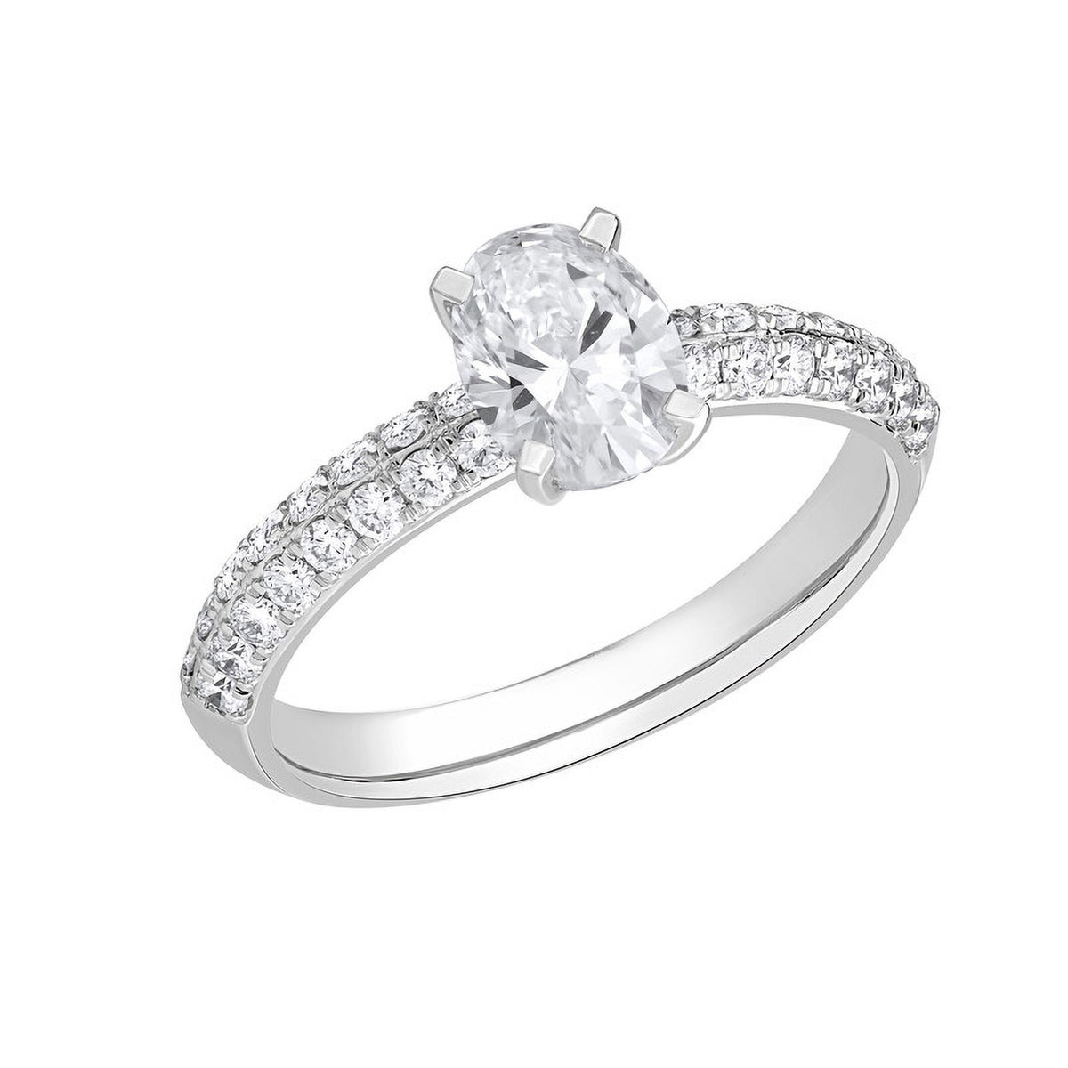 Oval Cut Lab Created Diamond Solitaire Halo Ring in 14K Solid White Gold J8784