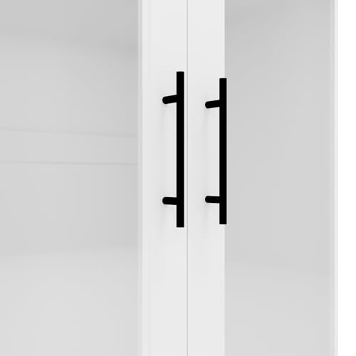 White 3 Door Armoire Wardrobe Closet with Mirror and 2 Drawers M997