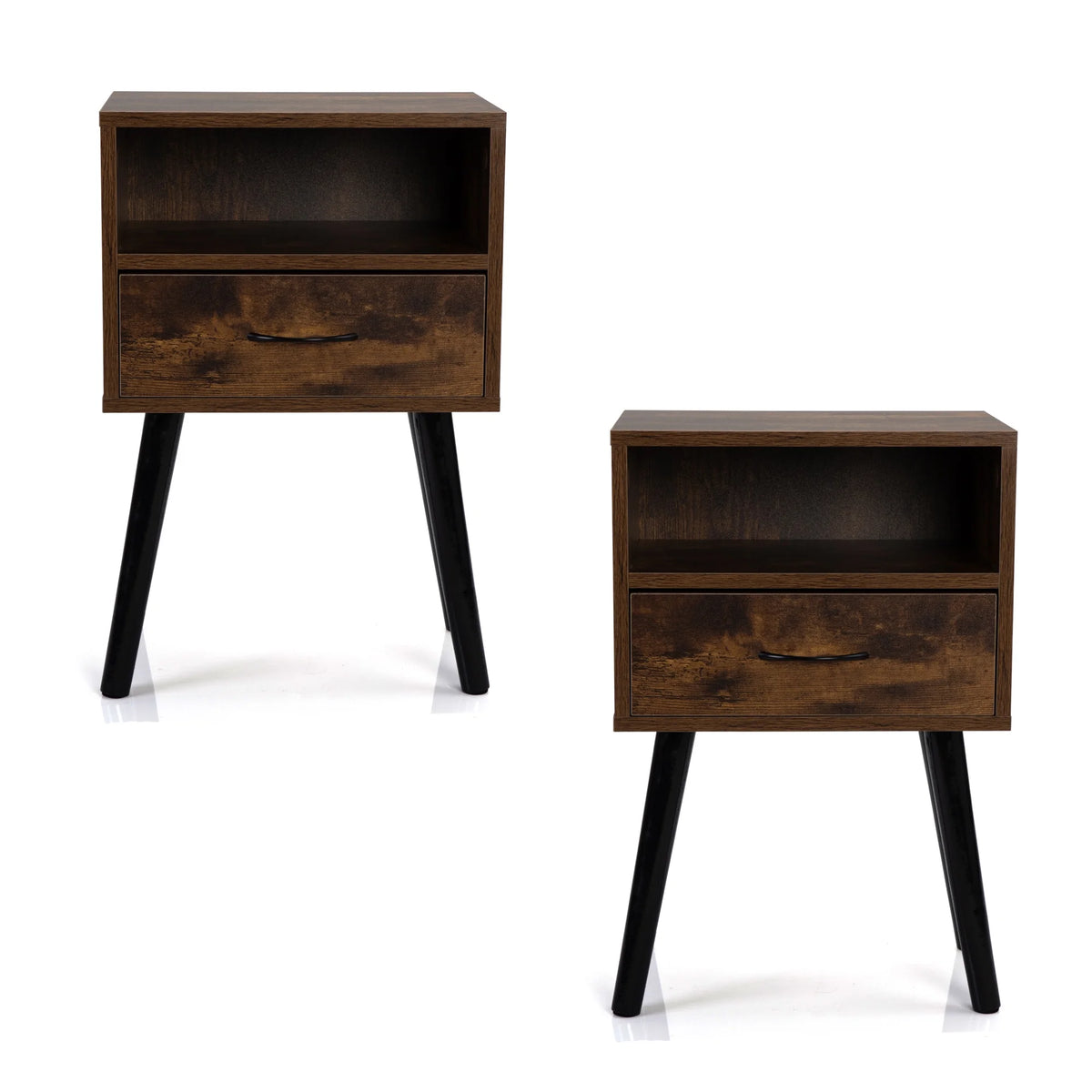 Wood Nightstands with Drawers Set of 2 F5808
