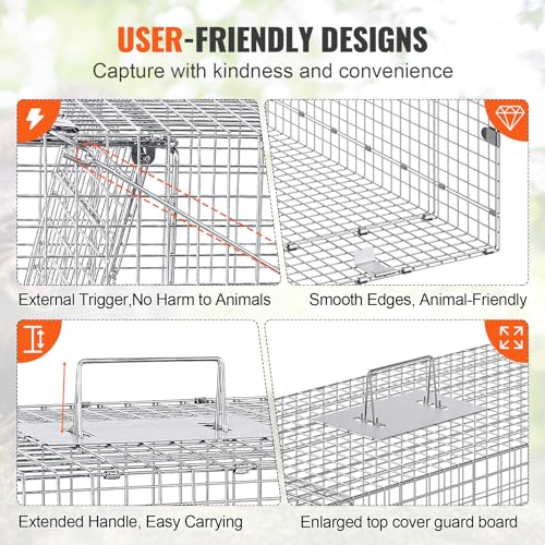 24" x 8" x 8" Galvanized Iron Folding Animal Trap D65286