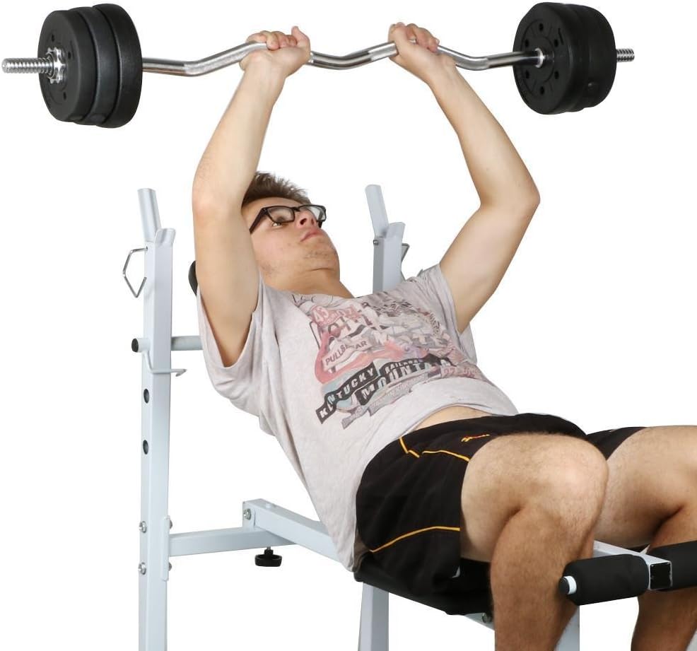 Olympic Bar Barbell Set Adjustable Weight Plates K7531