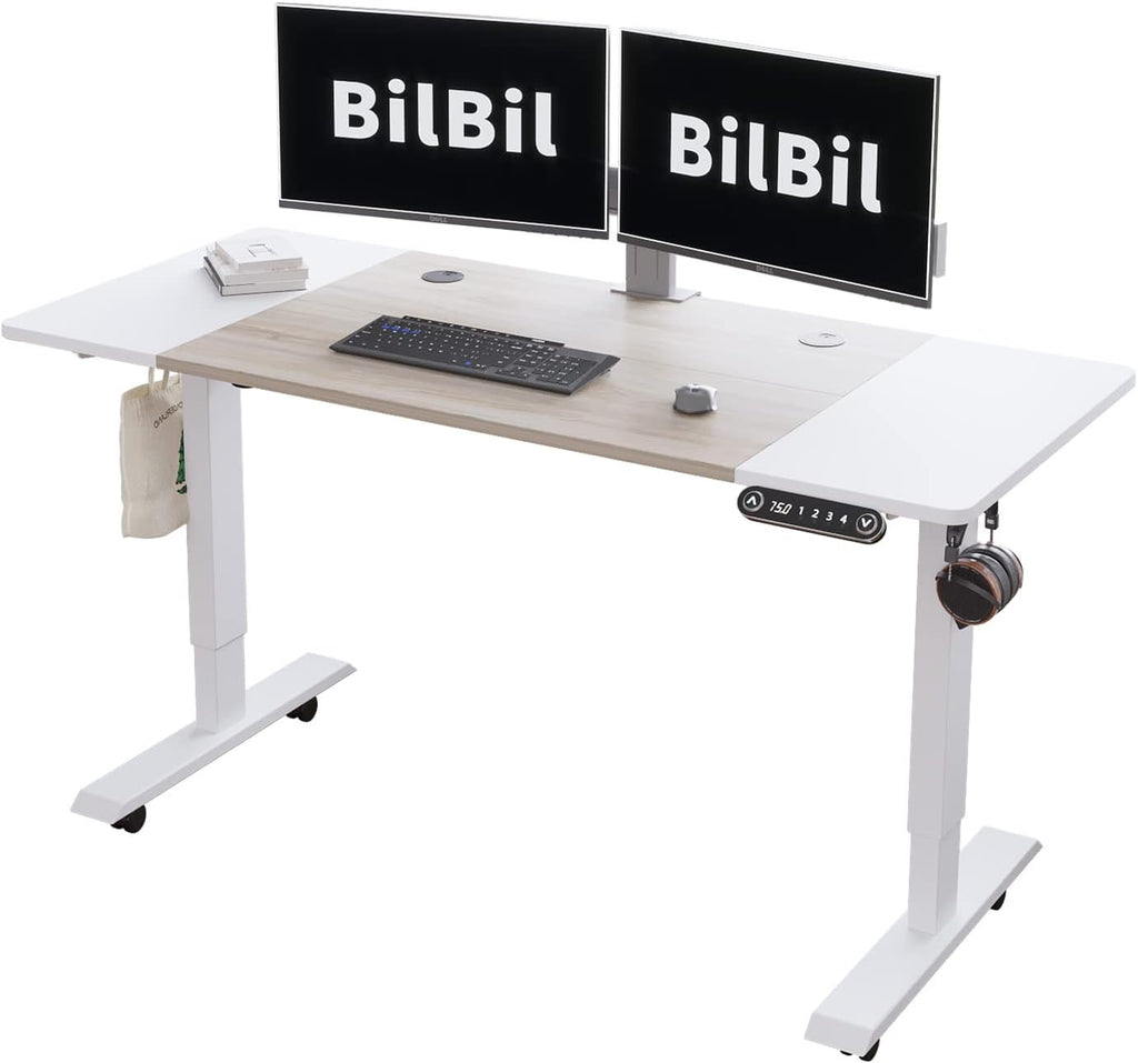 Black Frame Rustic Brown Top Height Adjustable Electric Standing Desk V3126