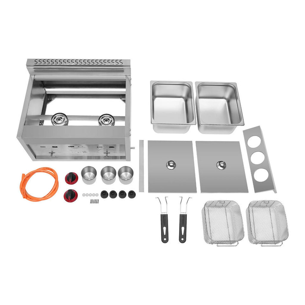 6L*2 Stainless Steel Commercial Countertop Gas Deep Fryer with 2 Basket N812