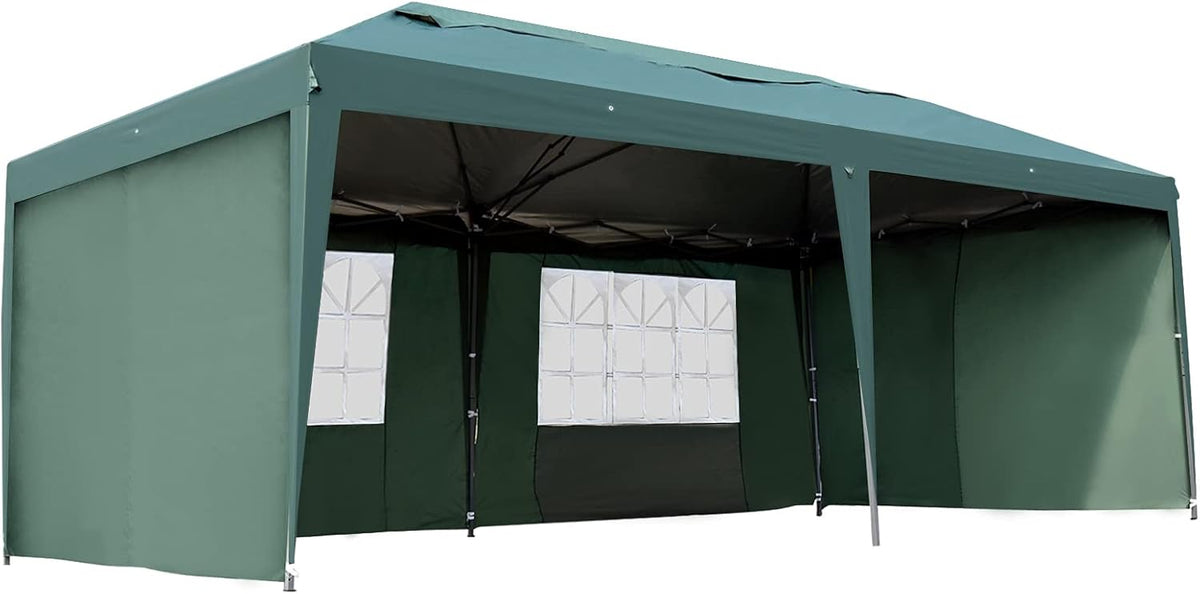 10' x 20' Pop Up Canopy Tent with 4 Removable Sidewalls and Carry Bag, White O741