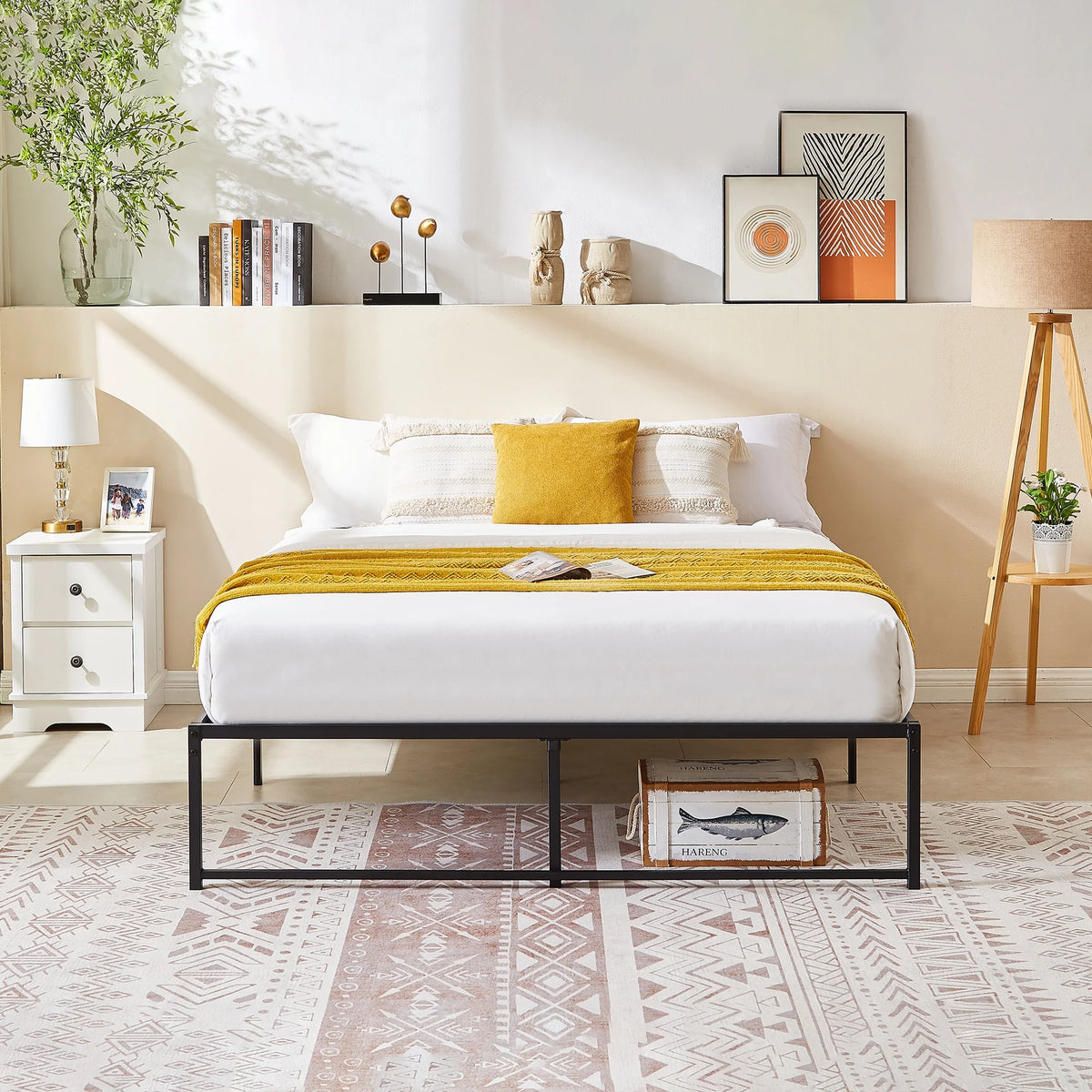 Black Full Size Metal Platform Bed Frame F1898