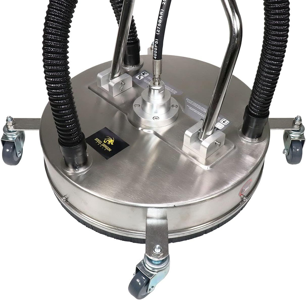 21" Stainless Steel Surface Cleaner with Vacuum Port, Wheels, and Wand Pressure Washer Attachment 4000 PSI B2502