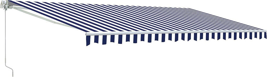 Retractable 13x10 Feet Motorized White Frame Patio Awning with Polyester Canopy E27836
