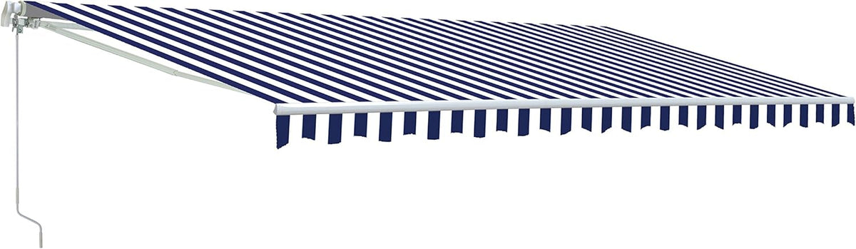 Retractable 13x10 Feet Motorized White Frame Patio Awning with Polyester Canopy E27836