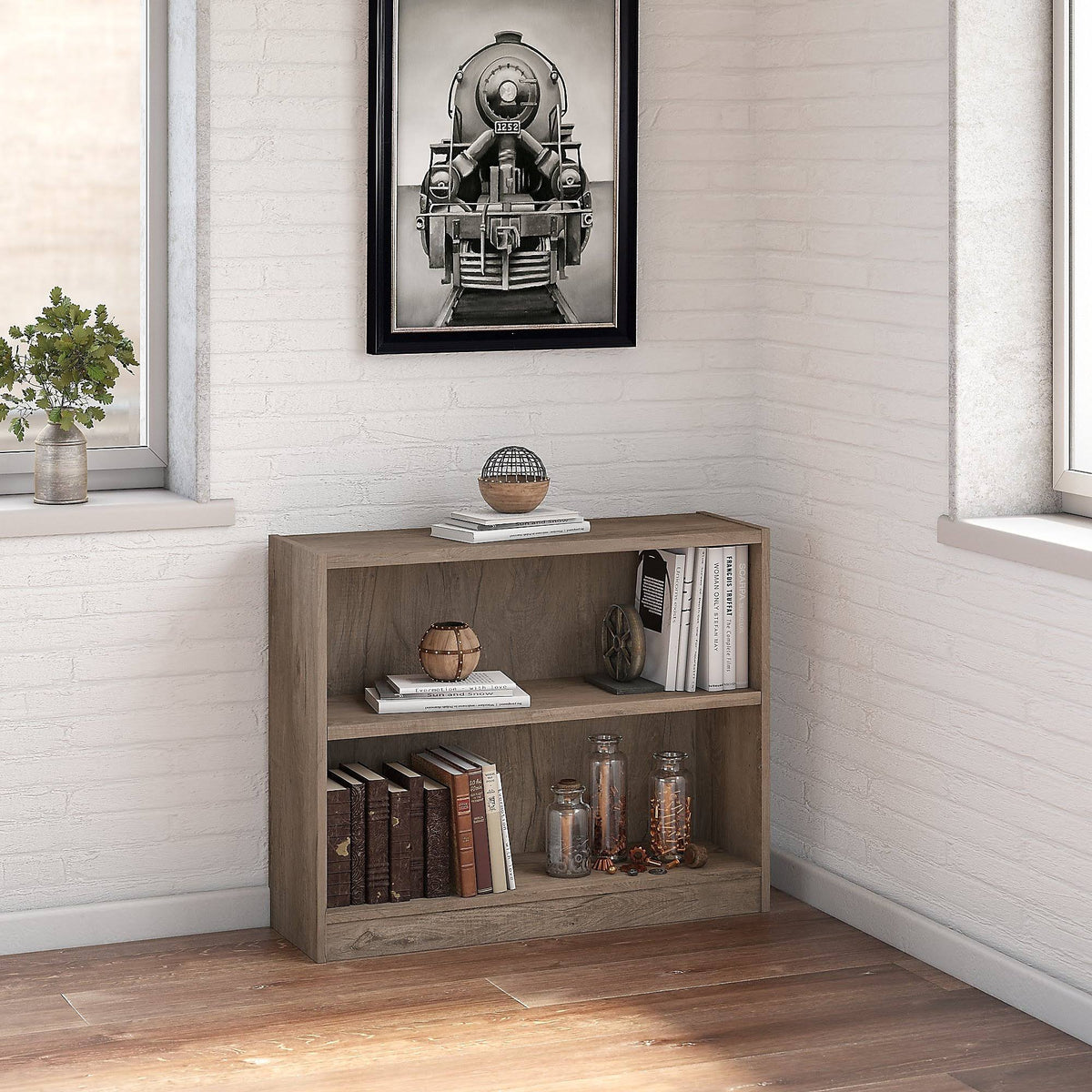 Rustic Gray 2 Shelf Bookcase Y40487