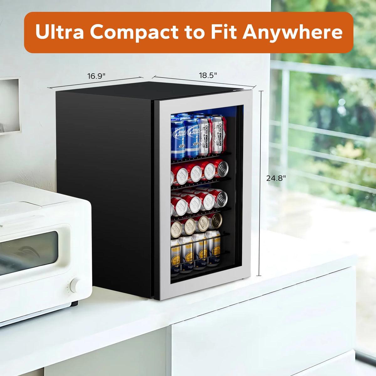 160 Can Freestanding Beverage Refrigerator with Glass Door U44378