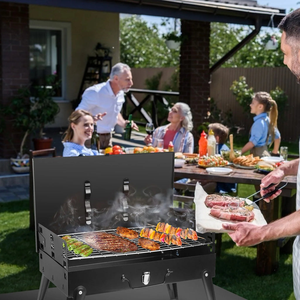 Portable Charcoal Grill Foldable BBQ Suitcase Grill R22542