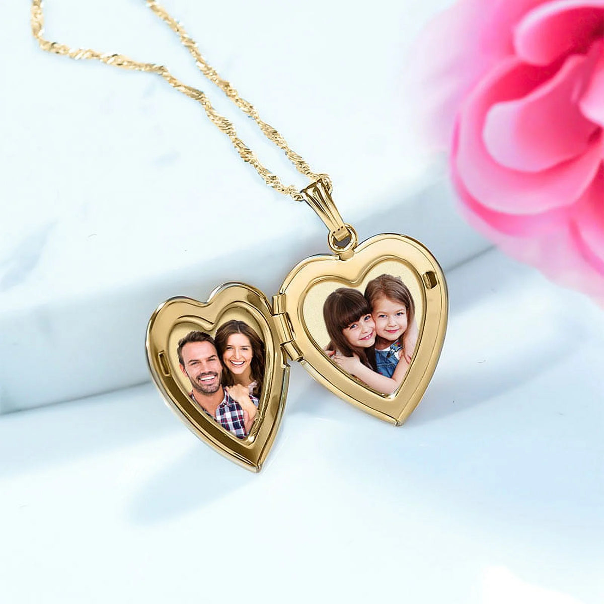 Solid 14K Yellow Gold Mother of Pearl Heart Locket N43416