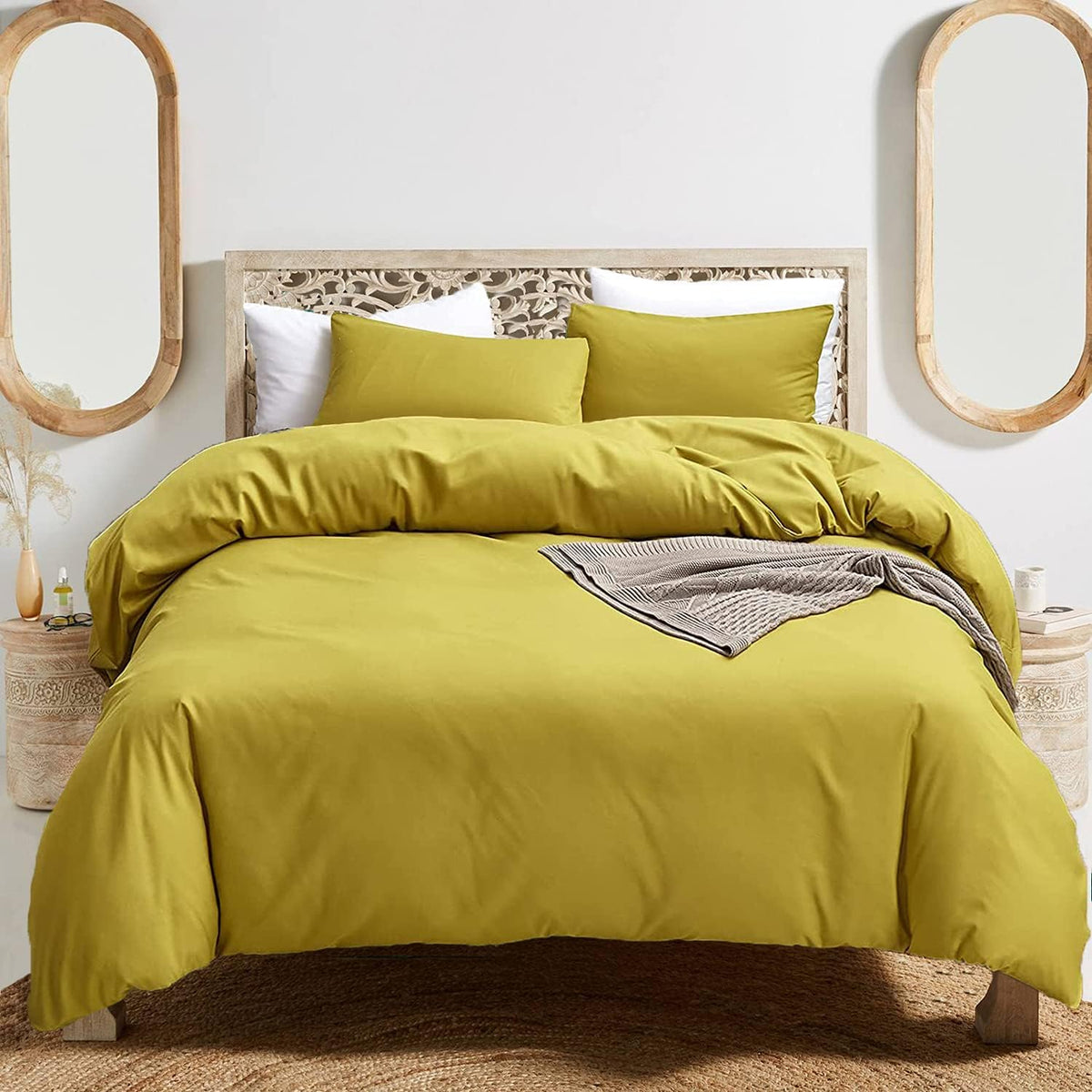 Burnt Orange King Size 3 Piece Solid Color Comforter Set Q898844