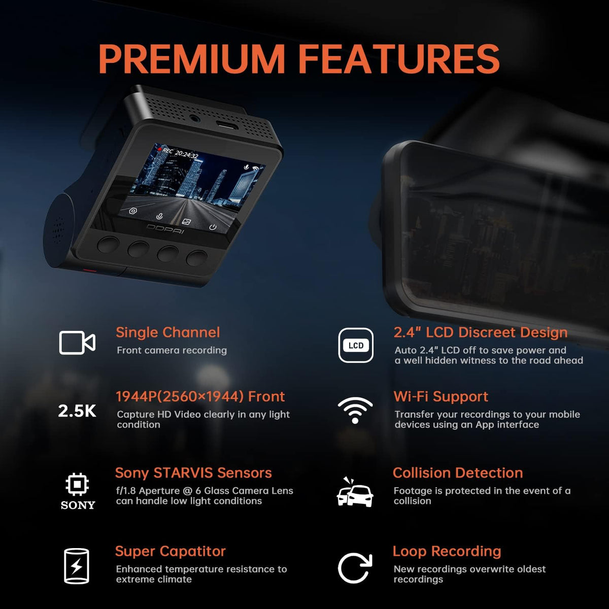 Car Dash Cam with Rear Cam Q773