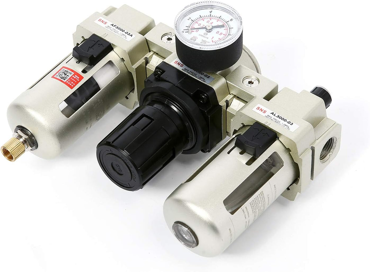 1/2 NPT Compressed Air Filter Regulator Lubricator with Gauge and Bracket K189