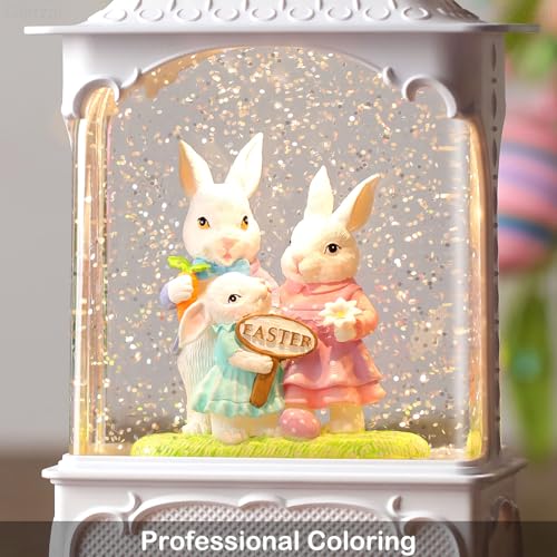 Easter Snow Globe Lantern with Timer Swirling Glitter W280422
