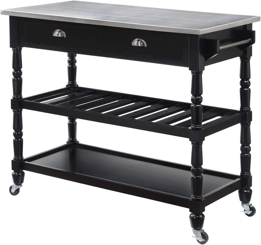 3-Tier Stainless Steel Kitchen Cart with Drawers I48975