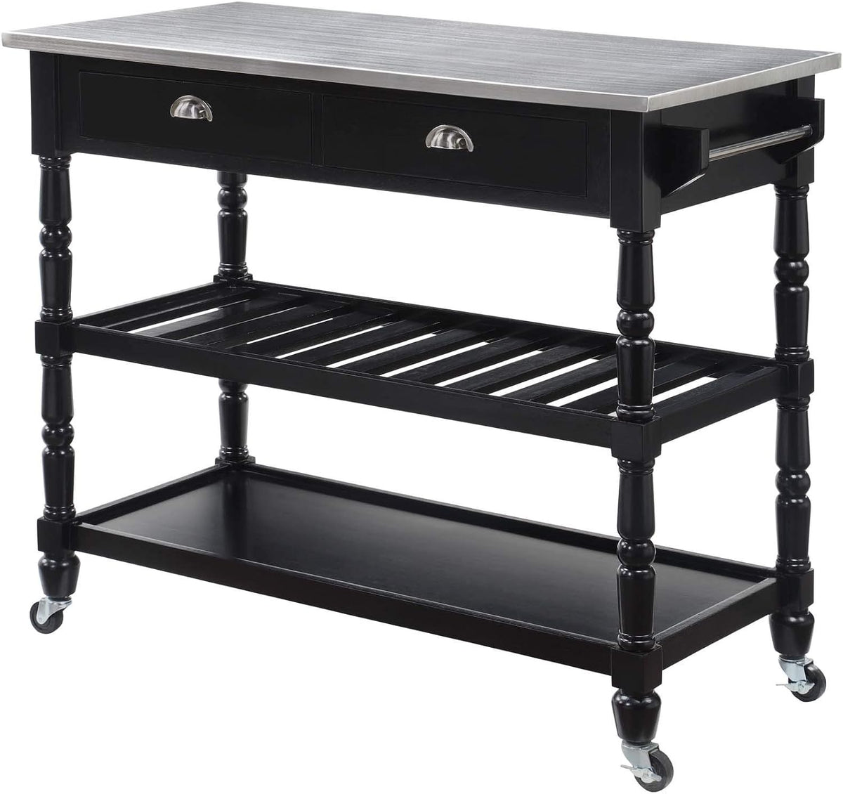 3-Tier Stainless Steel Kitchen Cart with Drawers I48975