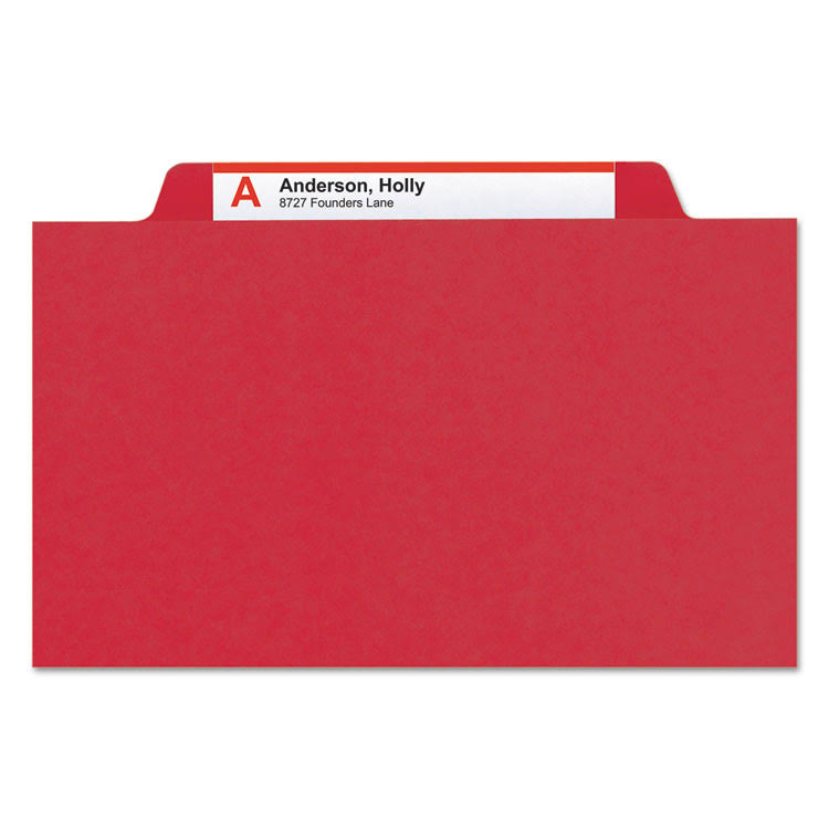 Bright Red Letter Size Classification Folders with Fasteners, 10/Box X8967