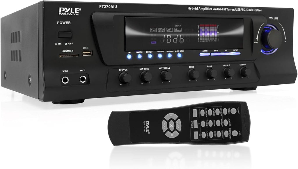 200W Stereo Receiver Amplifier with AM FM Tuner and 2 Microphone Input W8836