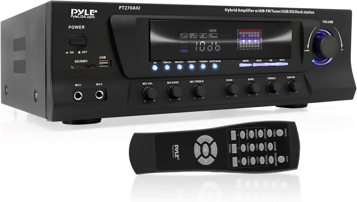 200W Stereo Receiver Amplifier with AM FM Tuner and 2 Microphone Input W8836