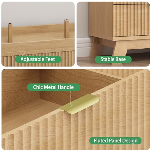 9 Drawer Fluted Wood Dresser Y334