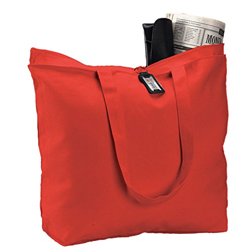 6 Pack Large Canvas Tote Bag with Zippered Closure Q996949