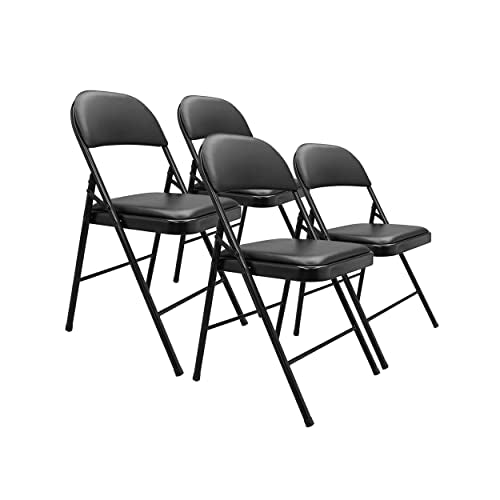 Black Vinyl-Padded Metal Folding Chairs 4-Pack Q19869