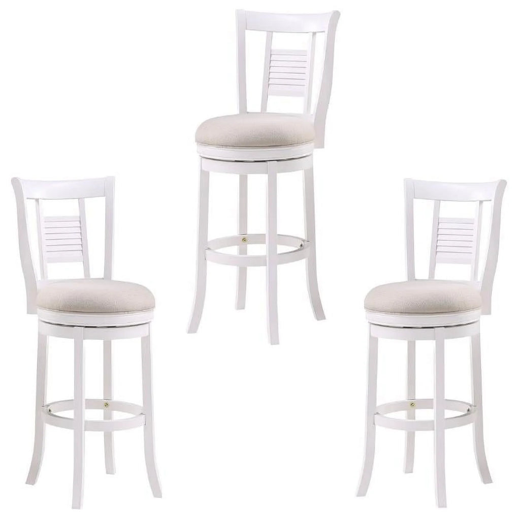 3 Piece Upholstered Solid Wood Swivel Bar Stool Set F67486