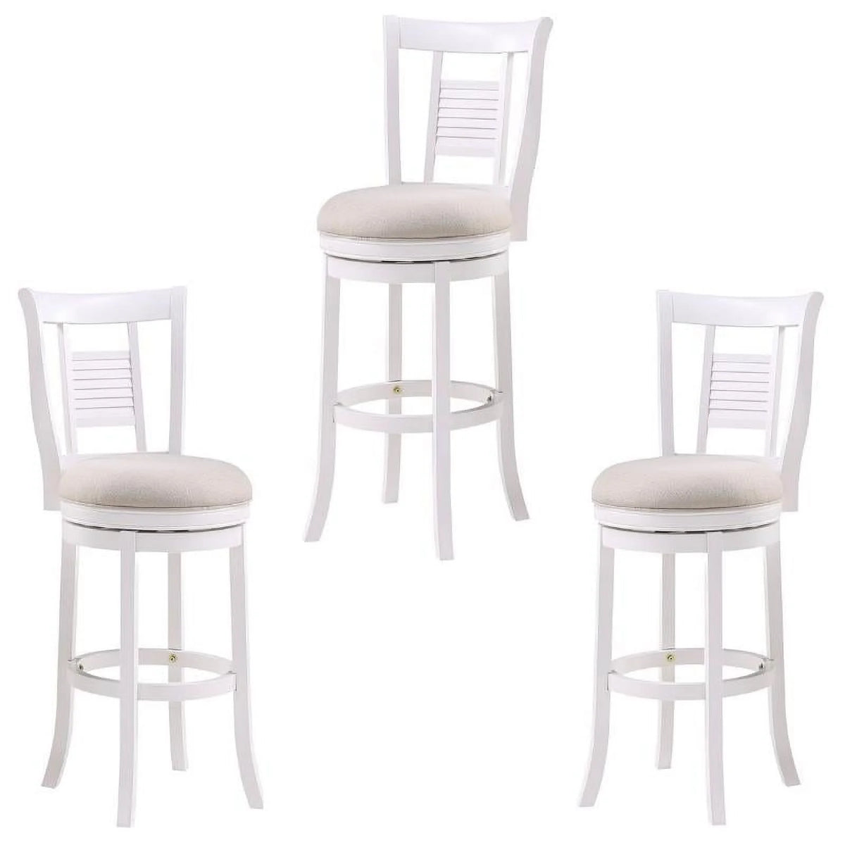 3 Piece Upholstered Solid Wood Swivel Bar Stool Set F67486
